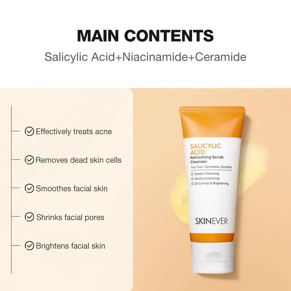 SKINEVER Salicylic Refreshing Scrub Cleanser-Facial wash